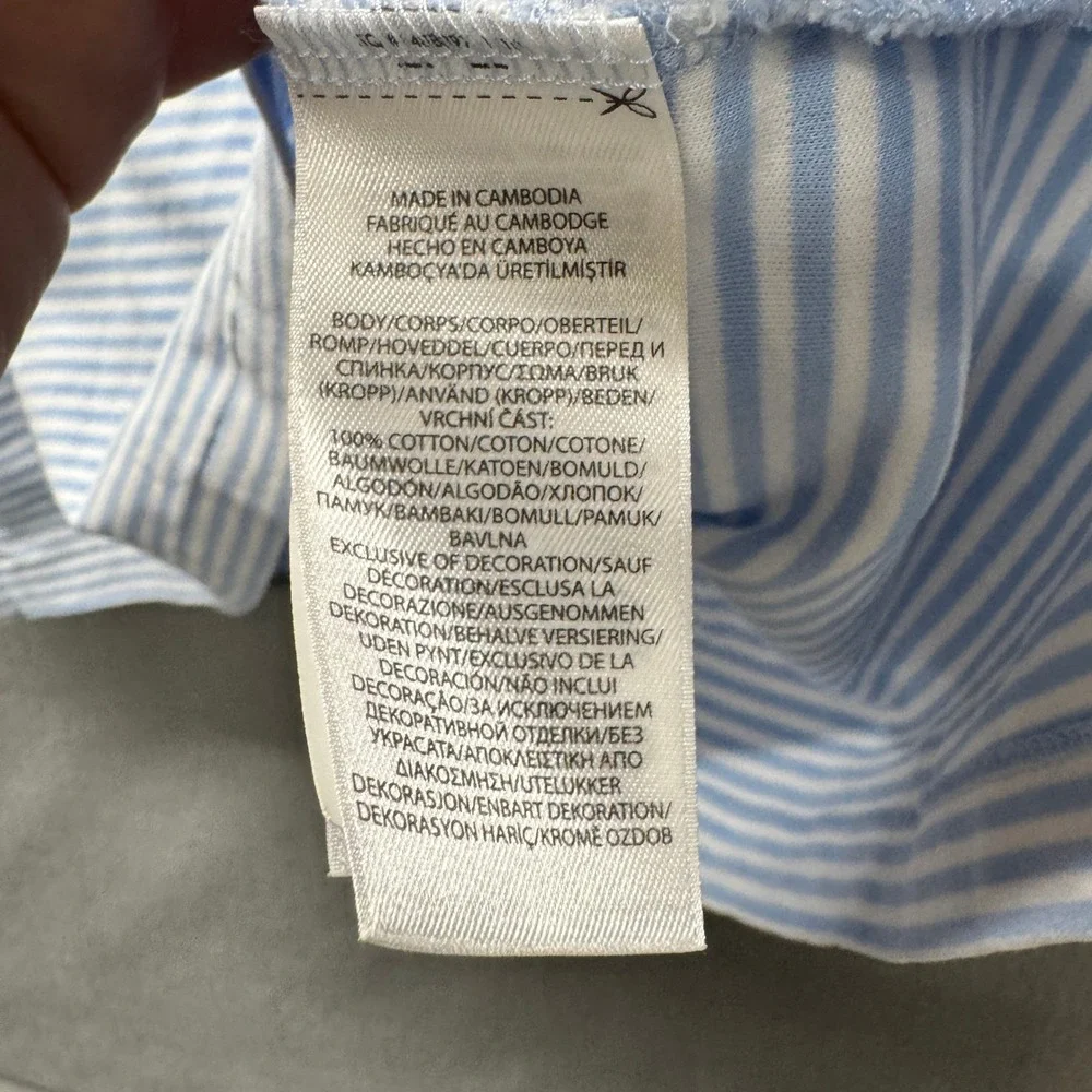 Polo Ralph Lauren Polo Shirt Mens XL Classic Fit Light Blue Striped Flesh Pony